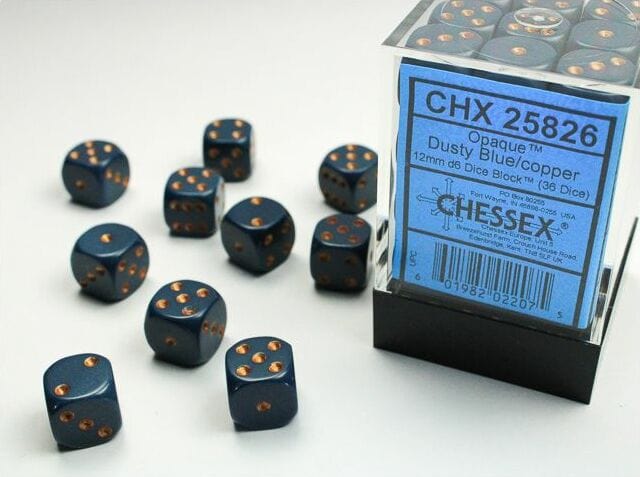 Opaque 12mm D6 Dusty Blue/copper Dice Block™ (36 dice) - Image 5