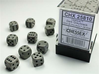 Opaque 12mm D6 Dark Grey/black Dice Block™ (36 dice) - Image 2