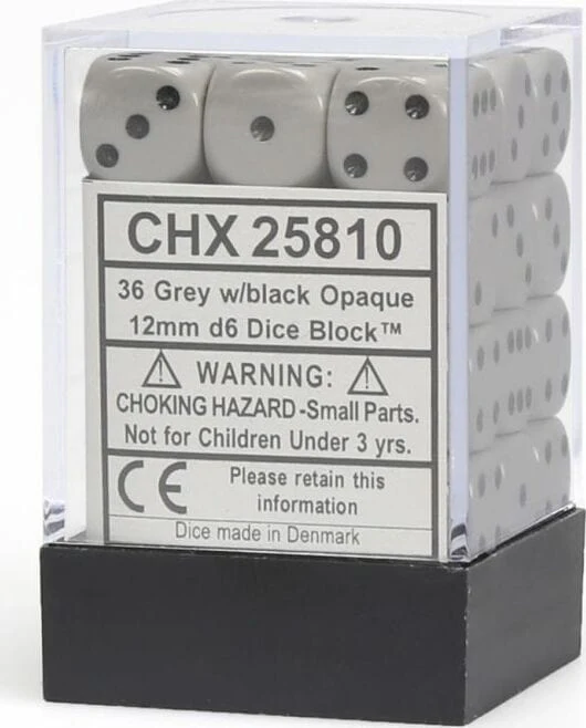 Opaque 12mm D6 Dark Grey/black Dice Block™ (36 dice) - Image 5
