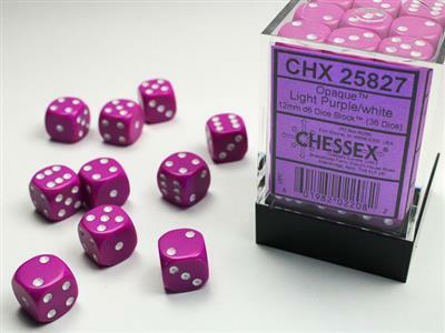 Opaque 12mm D6 Light Purple/white Dice Block™ (36 dice) - Image 2