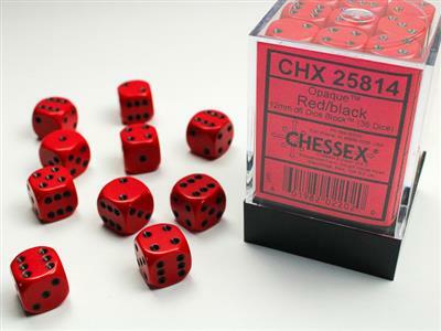 Opaque 12mm D6 Red/black Dice Block™ (36 dice)
