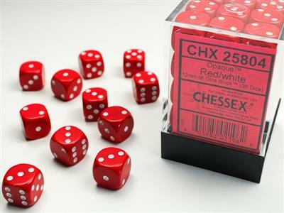 Opaque 12mm D6 Red/white Dice Block™ (36 dice)