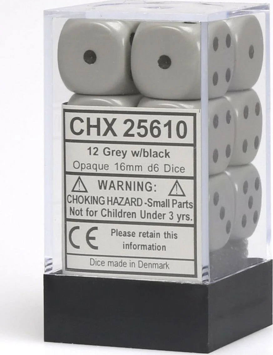 Opaque 16mm D6 Grey/black Dice Block™ (12 dice) - Image 5