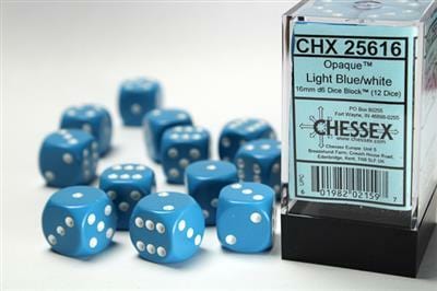 Opaque 16mm D6 Light Blue/white Dice Block™ (12 dice) - Image 3