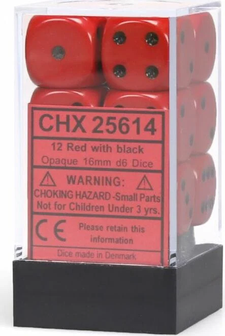 Opaque 16mm D6 Red/black Dice Block™ (12 dice) - Image 5