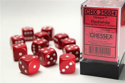 Opaque 16mm D6 Red/white Dice Block™ (12 dice) - Image 4
