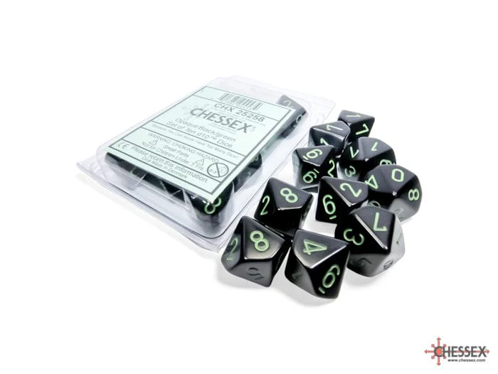 Opaque Black/Green D10 Set