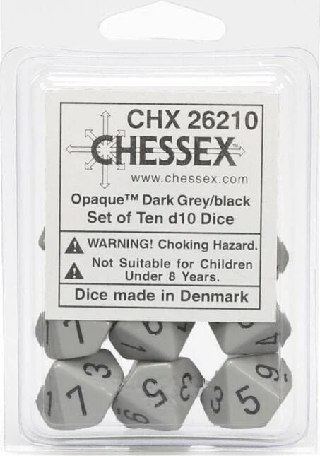 Opaque Dark Grey Black d10 set - Image 2