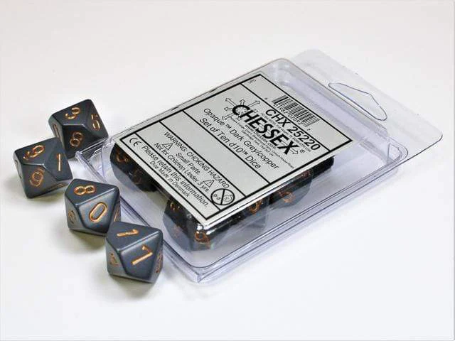 Opaque Dark Grey Copper d10 set