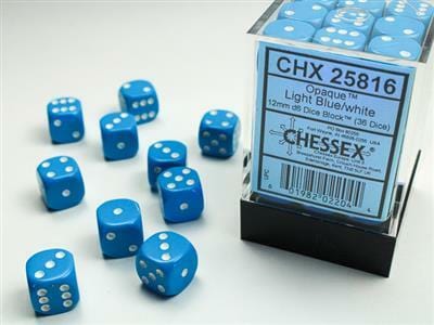 Opaque 12mm D6 Light Blue/white Dice Block™ (36 dice) - Image 3