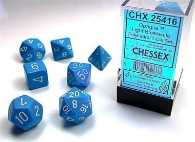 Opaque Polyhedral Light Blue/white 7-Die Set - Image 3
