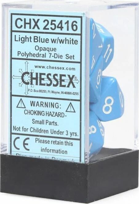 Opaque Polyhedral Light Blue/white 7-Die Set - Image 5