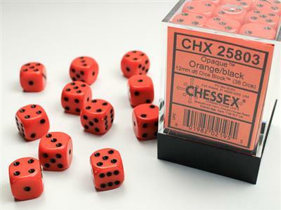 Opaque 12mm D6 Orange/black Dice Block™ (36 dice) - Image 2