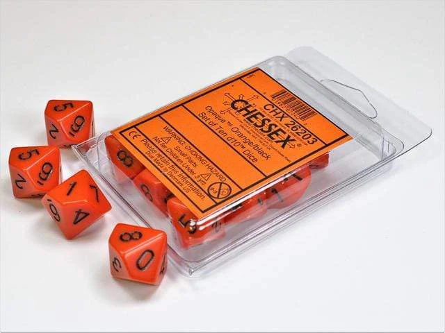 Opaque Orange Black d10 set
