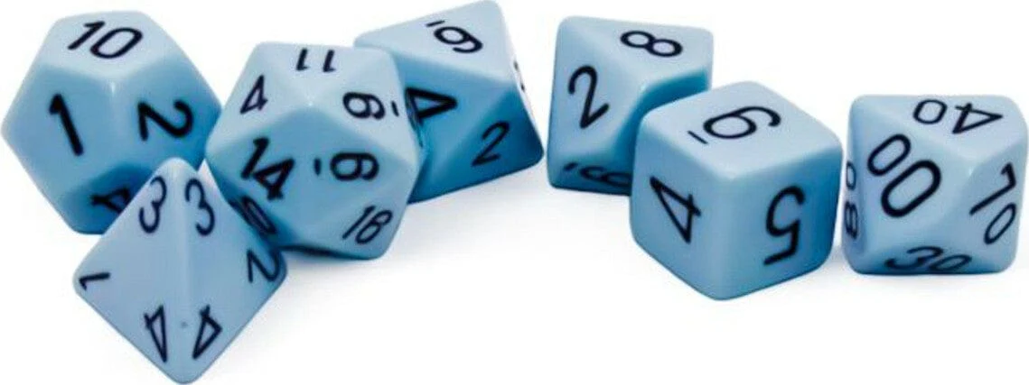 Opaque Pastel Blue/black Polyhedral 7-Dice Set - Image 2