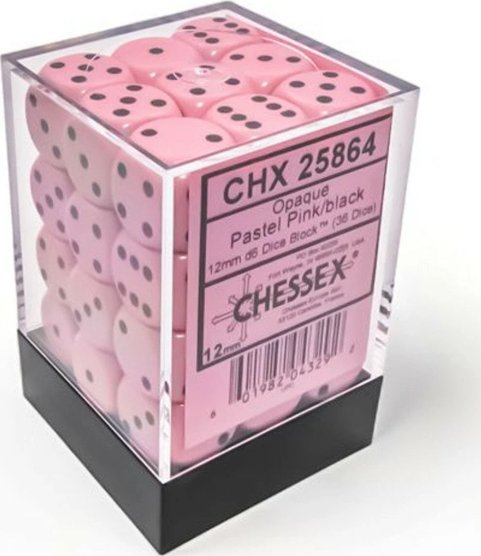Opaque Pastel Pink/black 12mm d6 Dice Block (36 dice) - Image 2