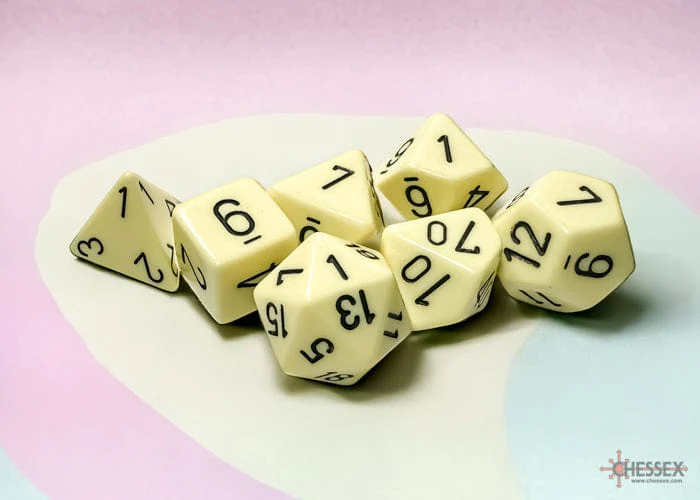 Opaque Pastel Yellow/black Polyhedral 7-Dice Set