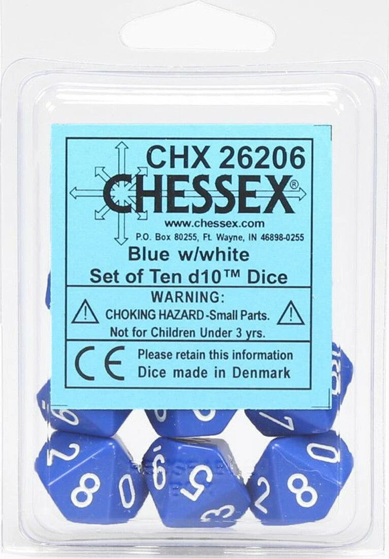 Opaque: Poly D10 Blue/White (10