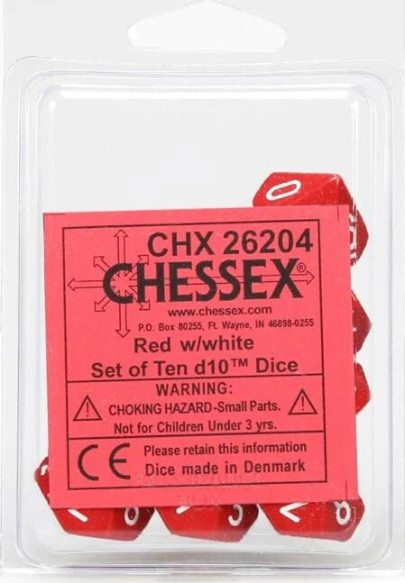 Opaque: Poly D10 Red/White (10)
