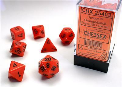 Opaque Polyhedral Orange/black 7-Die Set - Image 3