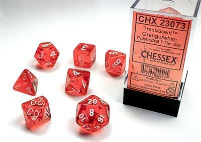 Translucent Polyhedral Orange/white 7-Die Set - Image 4