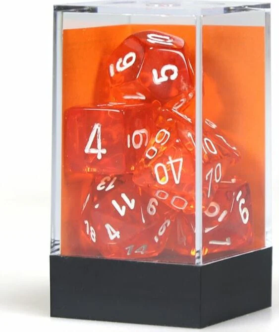 Translucent Polyhedral Orange/white 7-Die Set - Image 5