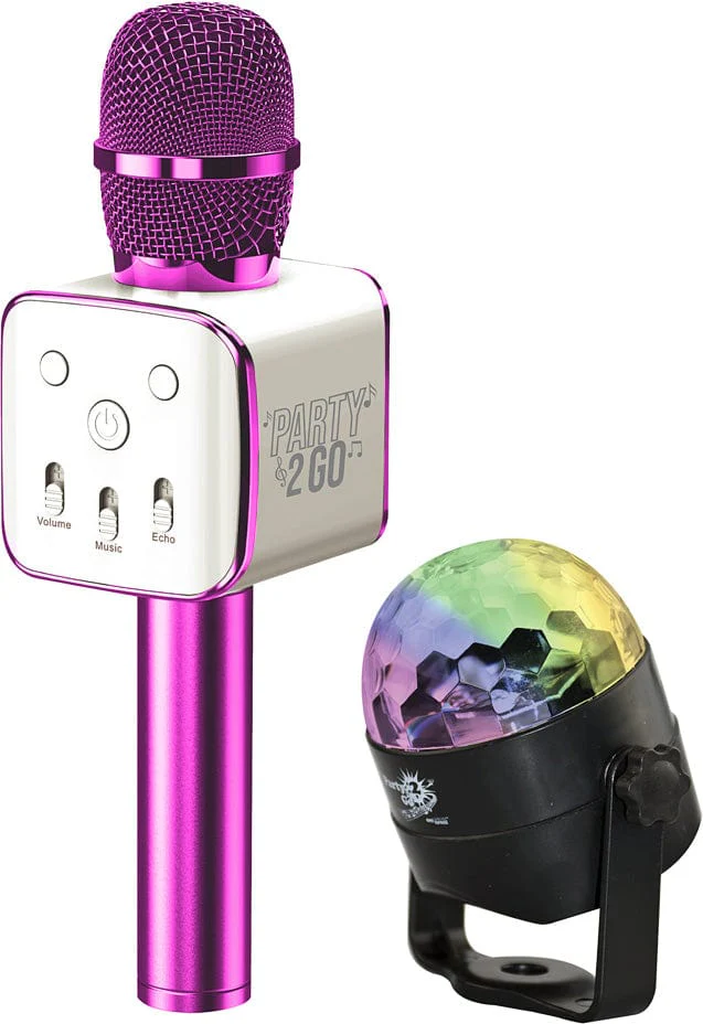 Party 2 Go Karaoke Mic & Disco Ball Combo Set - Image 7