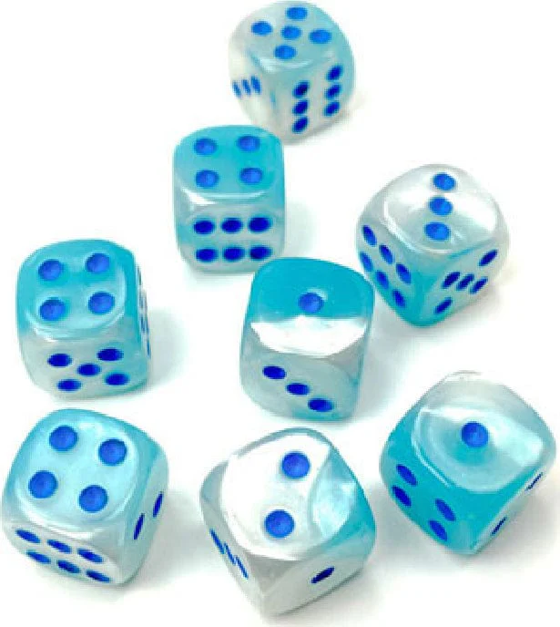 Gemini® 12mm D6 Pearl Turquoise-White/blue Luminary™ Dice Block™ (36 dice) - Image 11