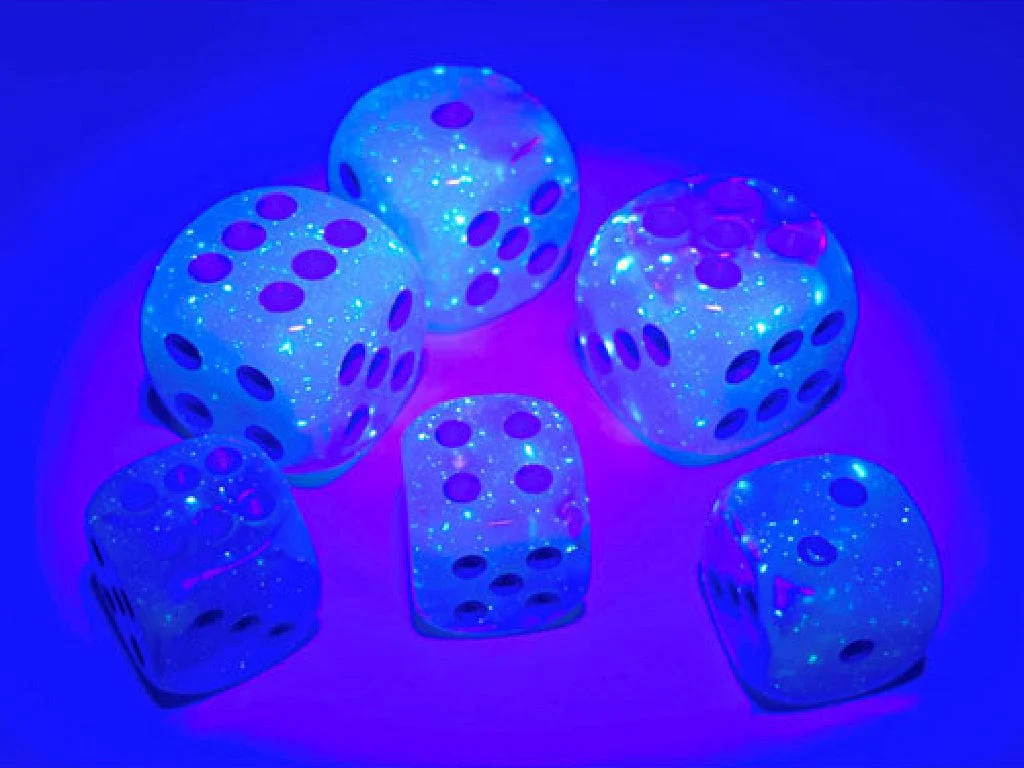 Gemini® 12mm D6 Pearl Turquoise-White/blue Luminary™ Dice Block™ (36 dice) - Image 3