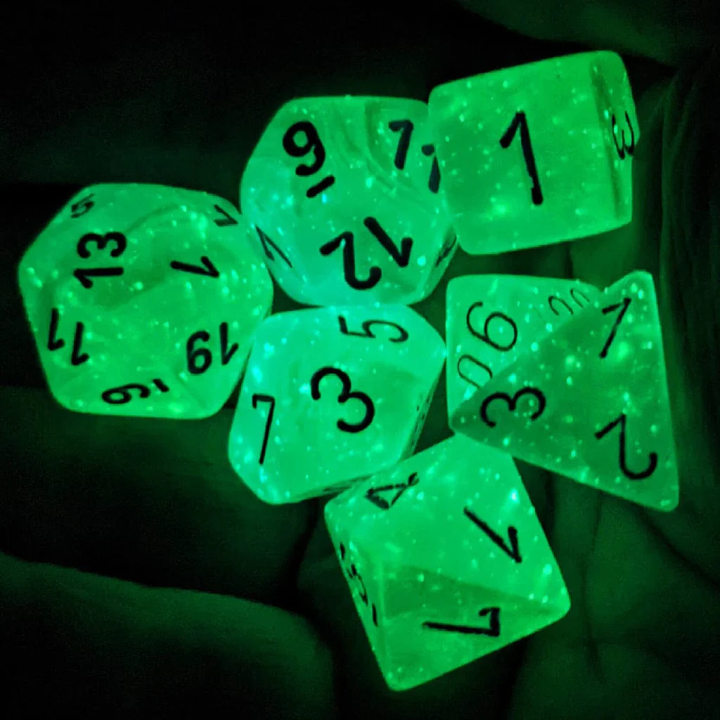 Gemini Pearl Turquoise-White/blue Luminary Polyhedral 7-Die Set - Image 9