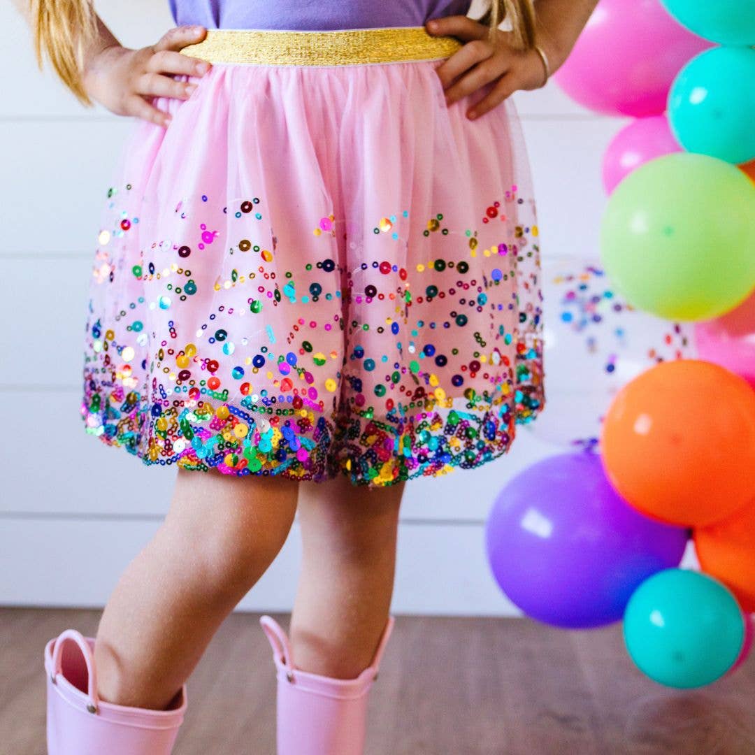 Pink Confetti Tutu - Dress Up Skirt - Kids Tutu: 2-4Y - Image 2