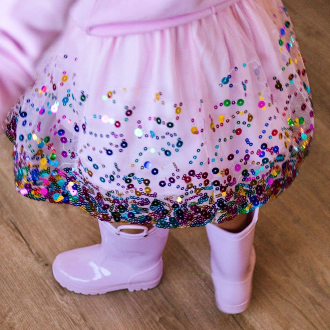 Pink Confetti Tutu - Dress Up Skirt - Kids Tutu: 6-8Y - Image 3