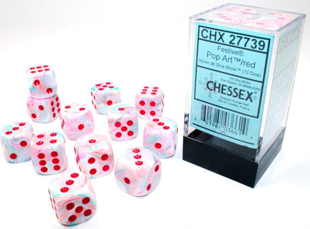 Festive Pop Art Red Pips 16mm D6 Set