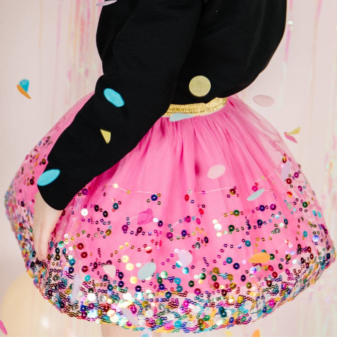 Raspberry Confetti Tutu - Dress Up Skirt - Kids Tutu: 6-8Y - Image 3