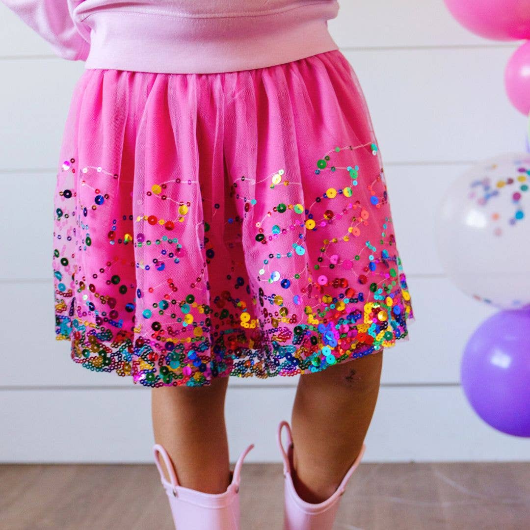 Raspberry Confetti Tutu - Dress Up Skirt - Kids Tutu: 6-8Y - Image 4
