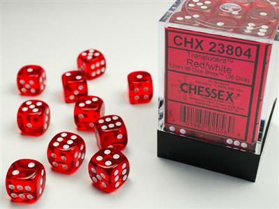 Translucent 12mm D6 Red/white Dice Block™ (36 dice) - Image 3
