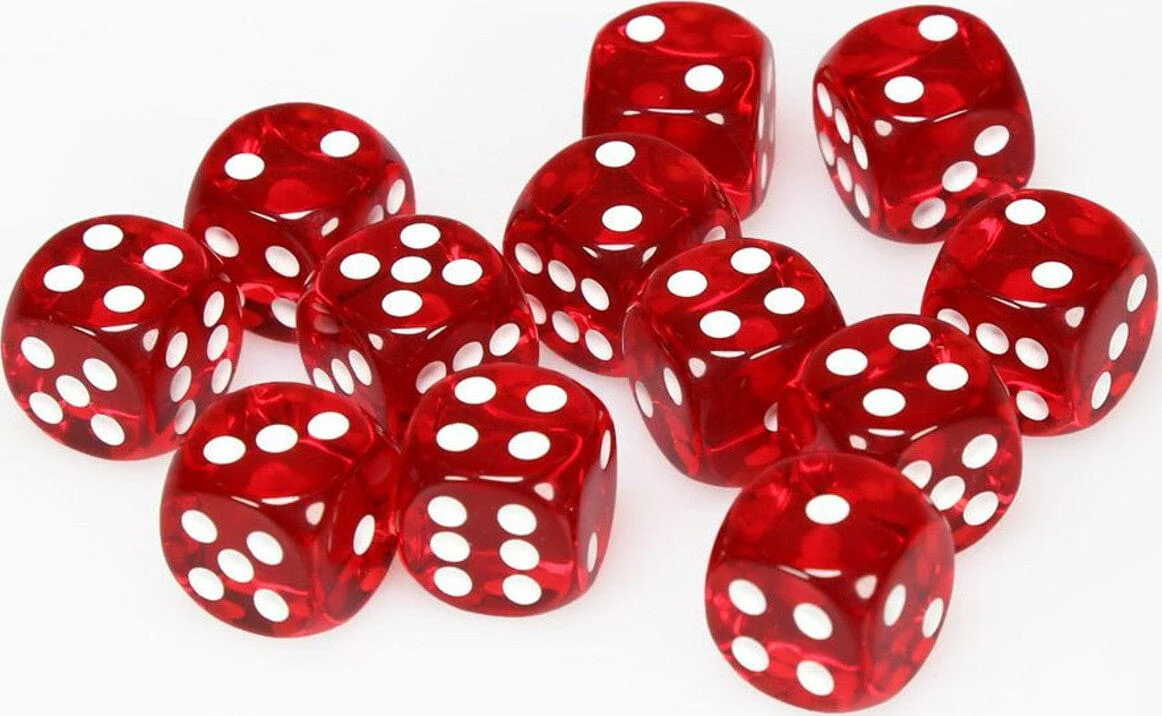 Translucent 16mm D6 Red/white Dice Block™ (12 dice) - Image 3