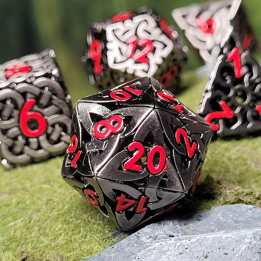 Sacred Hollows Silver Red Hollow Metal RPG Dice Set - Image 3