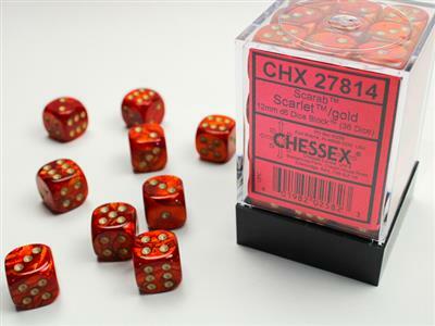 Scarab® 12mm D6 Scarlet™/gold Dice Block™ (36 dice) - Image 4