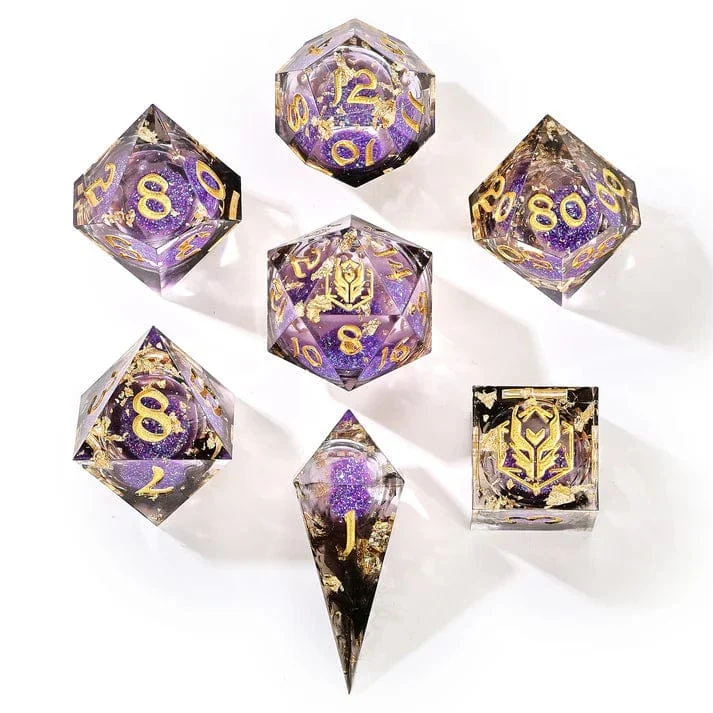 Sharp Edge Liquid Core RPG Dice Set - Midnight Velvet - Image 3