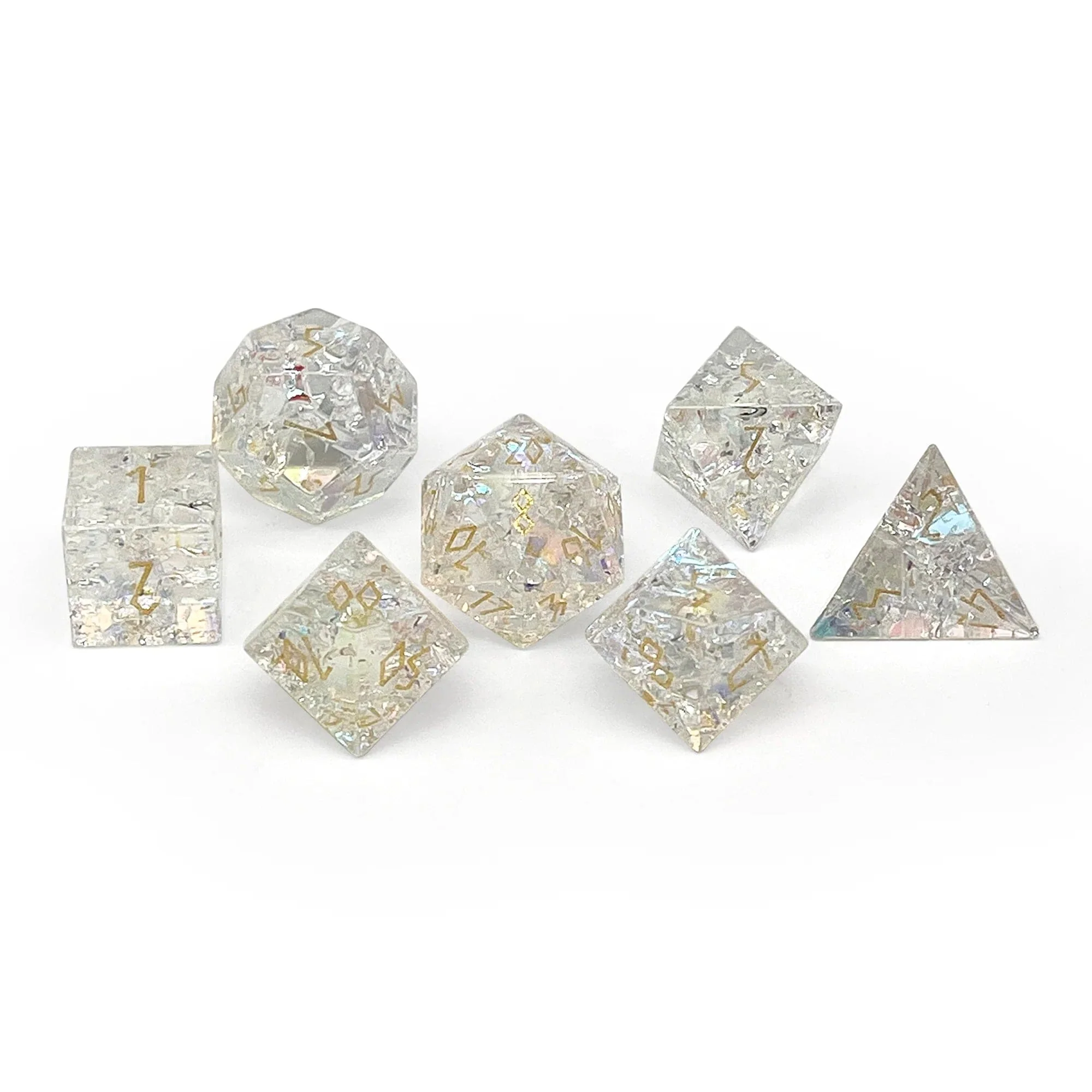Shattered K9 Rainbow Glass 7 Dice Set