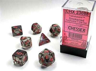 Translucent Polyhedral Smoke/red 7-Die Set - Image 2