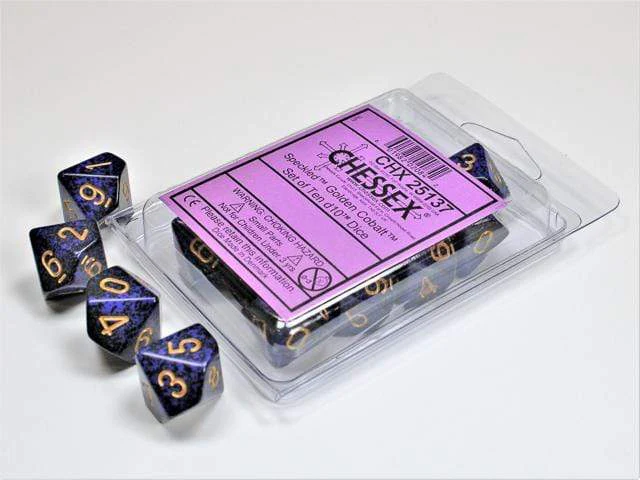 Speckled Golden Cobalt d10 set