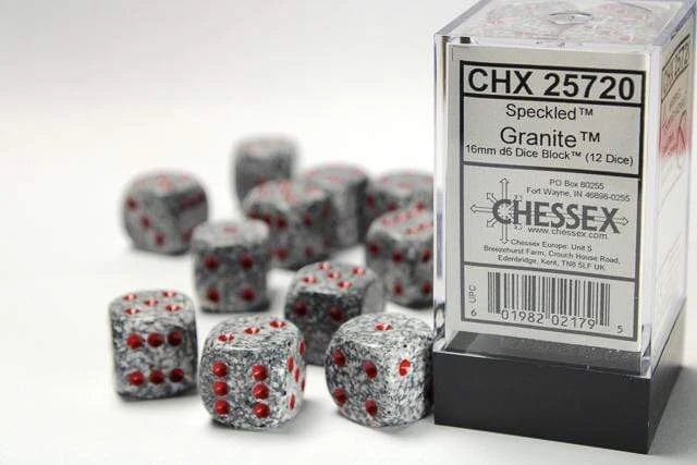 Speckled® 16mm D6 Granite™ Dice Block™ (12 dice)