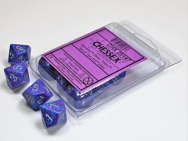 Speckled Silver Tetra d10 set