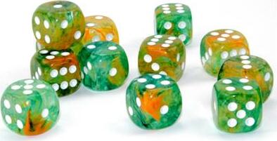 Nebula® 16mm D6 Spring/white Luminary™ Dice Block™ (12 dice) - Image 12