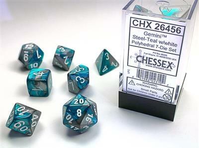 Gemini Steel-Teal/white Polyhedral 7-Die Set - Image 2