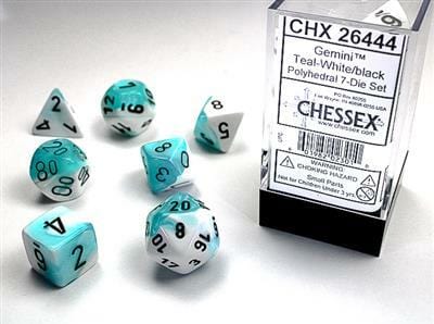 Gemini Teal-White/black Polyhedral 7-Die Set - Image 4
