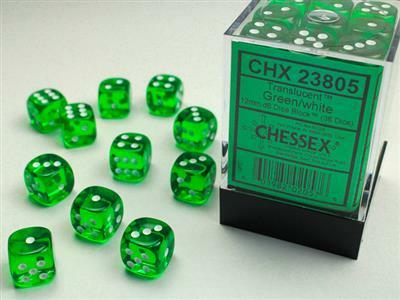 Translucent 12mm D6 Green/white Dice Block™ (36 dice) - Image 3