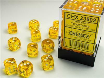 Translucent 12mm D6 Yellow/white Dice Block™ (36 dice) - Image 3